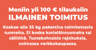Yli 100 € ostoksille ILMAINEN TOIMITUS verkkokaupasta. Ei koske KONEET JA LAITTEET -ryhmän tuotteita. Voimassa vain verkkokaupassa.